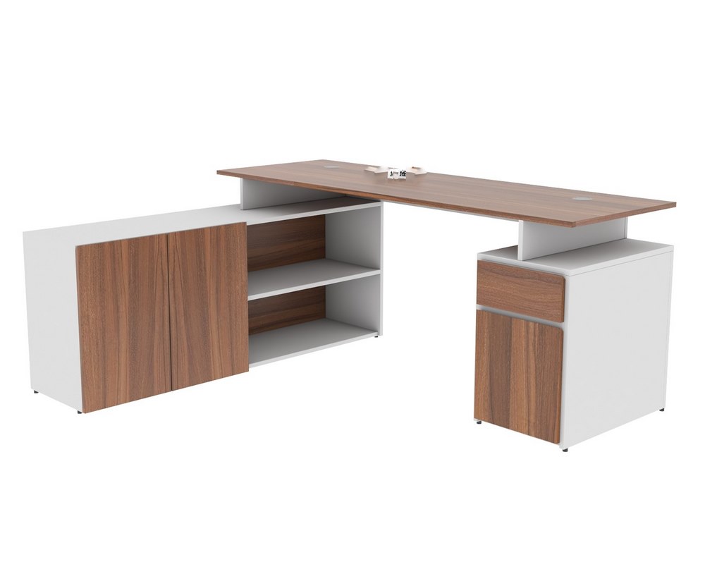 Gates Executive desk White and wooden contrast desk
